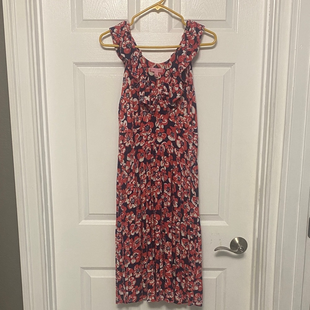 Lilly Pulitzer Pink and Blue Floral Midi Dress